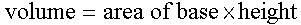 volume equals area of base times height