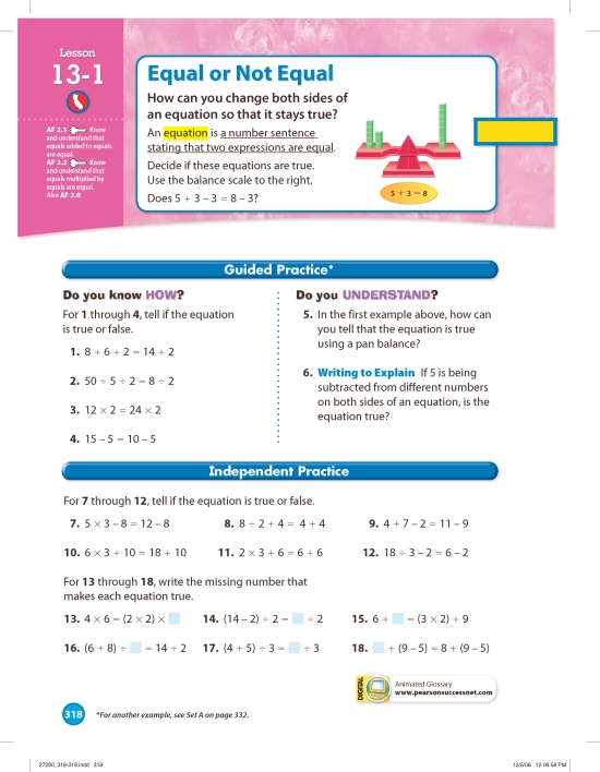 Page 318 from Envisions Math (0-328-27290-6) by Scott Foresman Addison Wesley