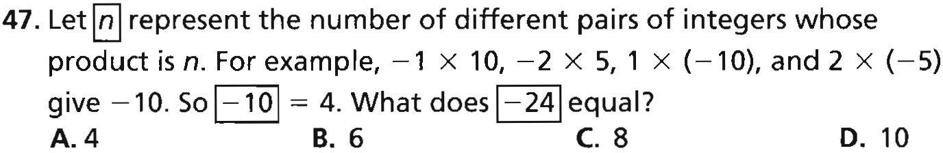 Multiple choice problem on pairs of integers